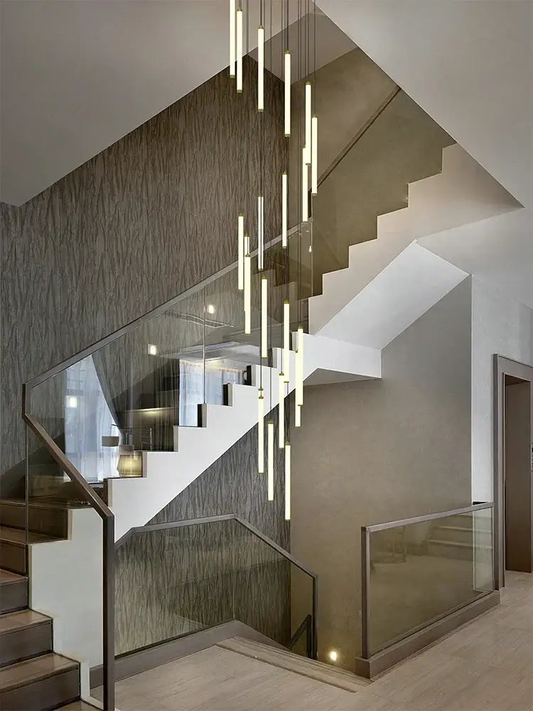 Modern minimalist black led staircase chandelier hallway light