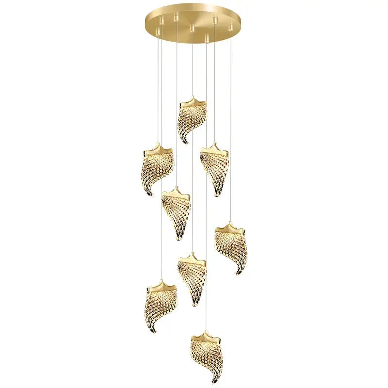 Modern golden shell decorbites led staircase chandelier dining room