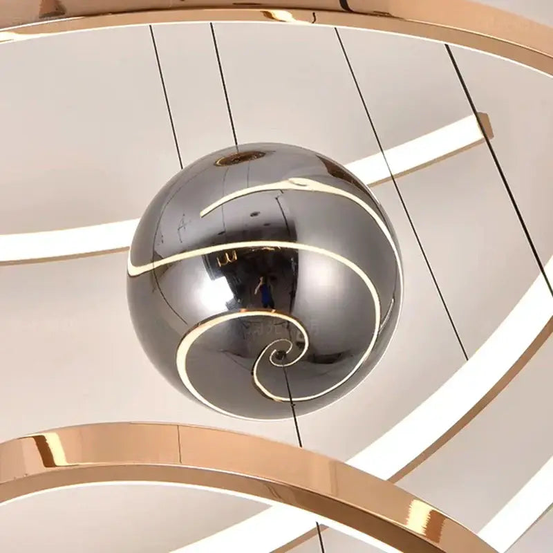 Modern gold spiral led staircase chandelier pendant light stairway