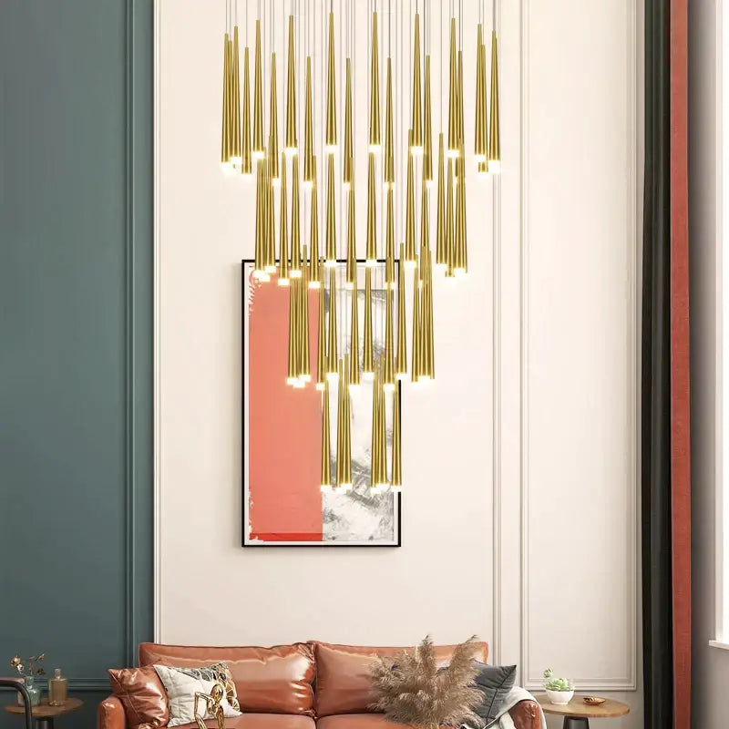 Modern black spiral led staircase chandelier for villa living room