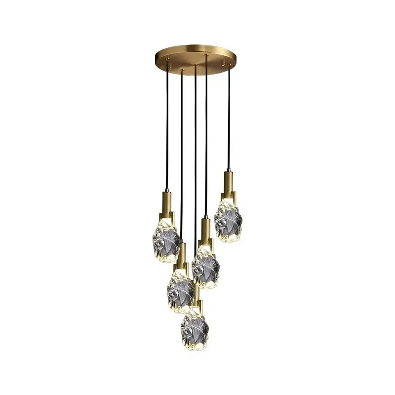 Modern gold crystal led staircase chandeliers living room pendant light