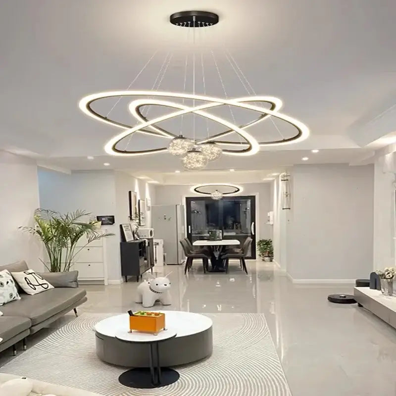 Modern black & white led star chandelier living room light
