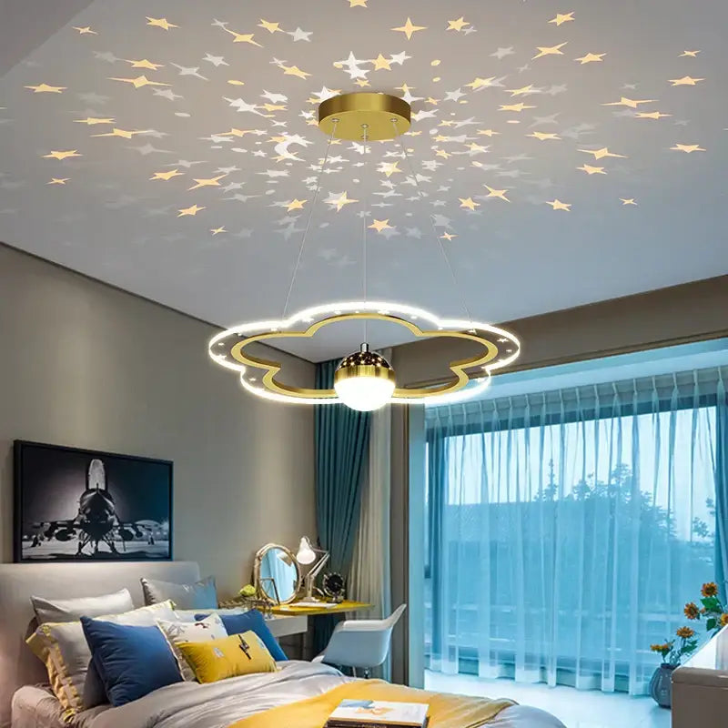 Pink & white decorbites led star chandelier bedroom cloud light