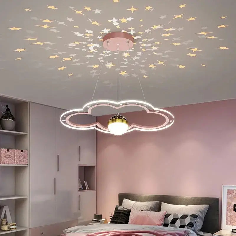 Pink & white decorbites led star chandelier bedroom cloud light