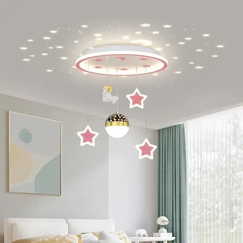 Pink & white decorbites led star chandelier bedroom cloud light