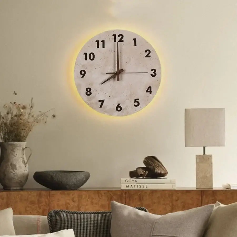 Modern yellow stone clock wall lamp bathroom backlight mirror light