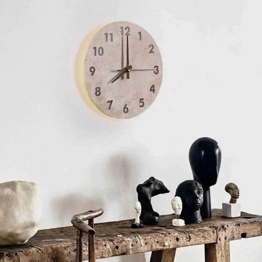 Modern yellow stone clock wall lamp bathroom backlight mirror light
