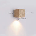 Modern beige stone wall lamp for living room warm textured sconce