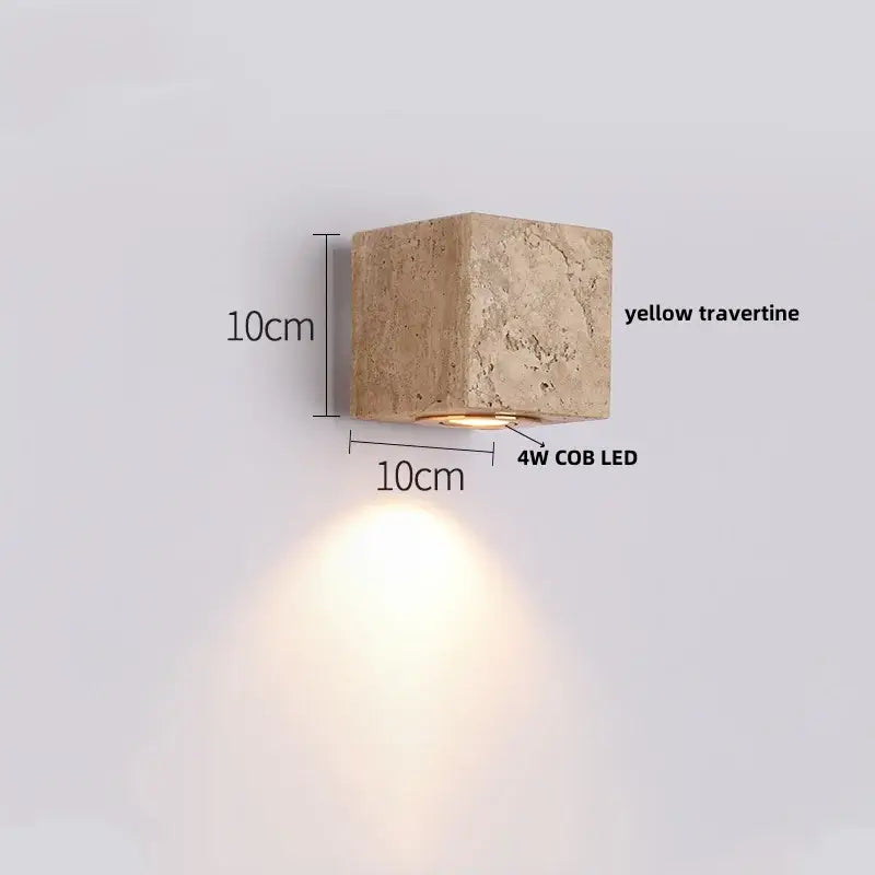 Modern beige stone wall lamp for living room warm textured sconce