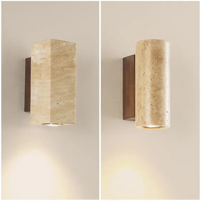 Wabi-sabi beige led stone wall sconce living room light