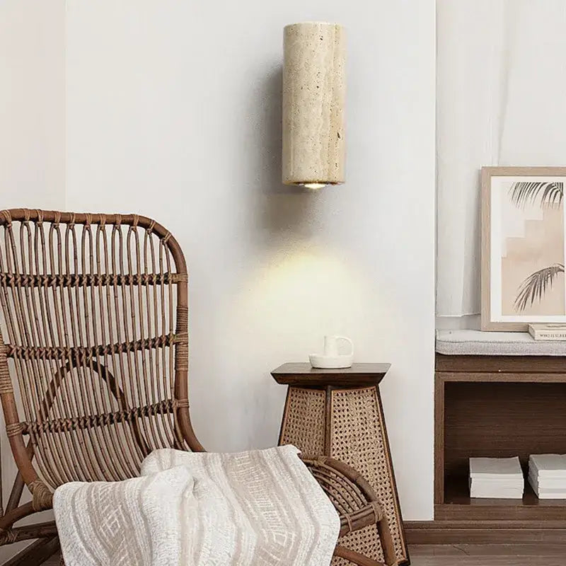 Wabi-sabi beige led stone wall sconce living room light