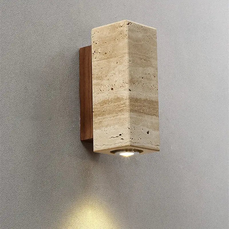 Wabi-sabi beige led stone wall sconce living room light