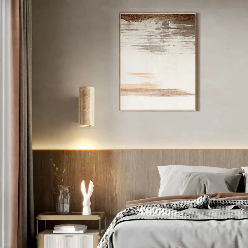 Wabi-sabi beige led stone wall sconce living room light