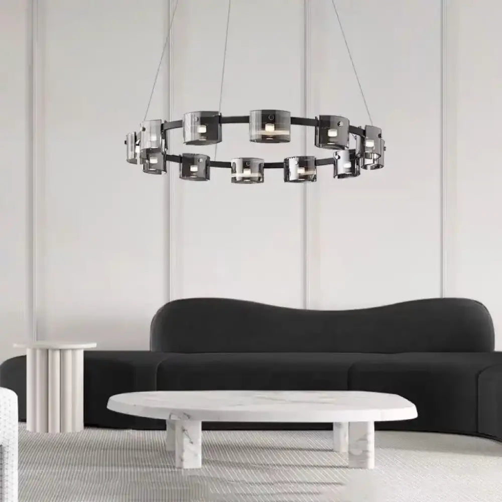 Modern black led straight line ceiling chandelier dining room light