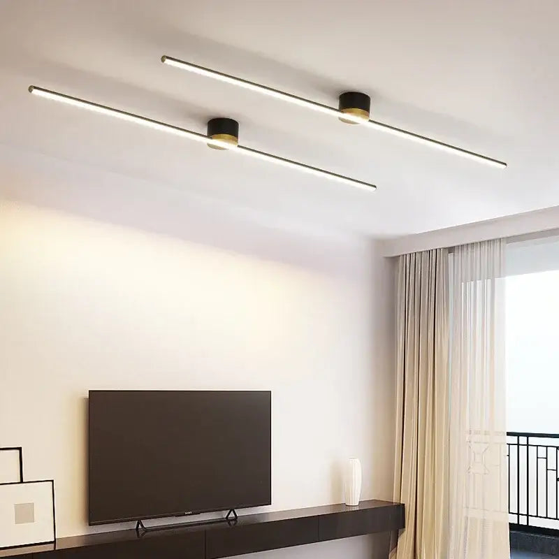 Modern white & gold led strip ceiling light bedroom