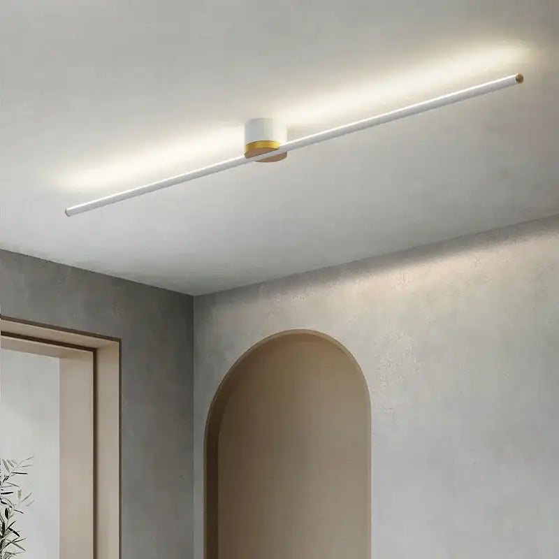 Modern white & gold led strip ceiling light living room ambience