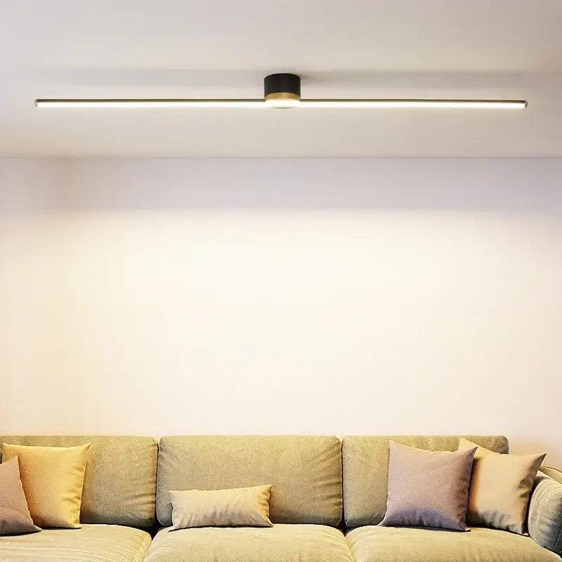 Modern white & gold led strip ceiling light living room ambience