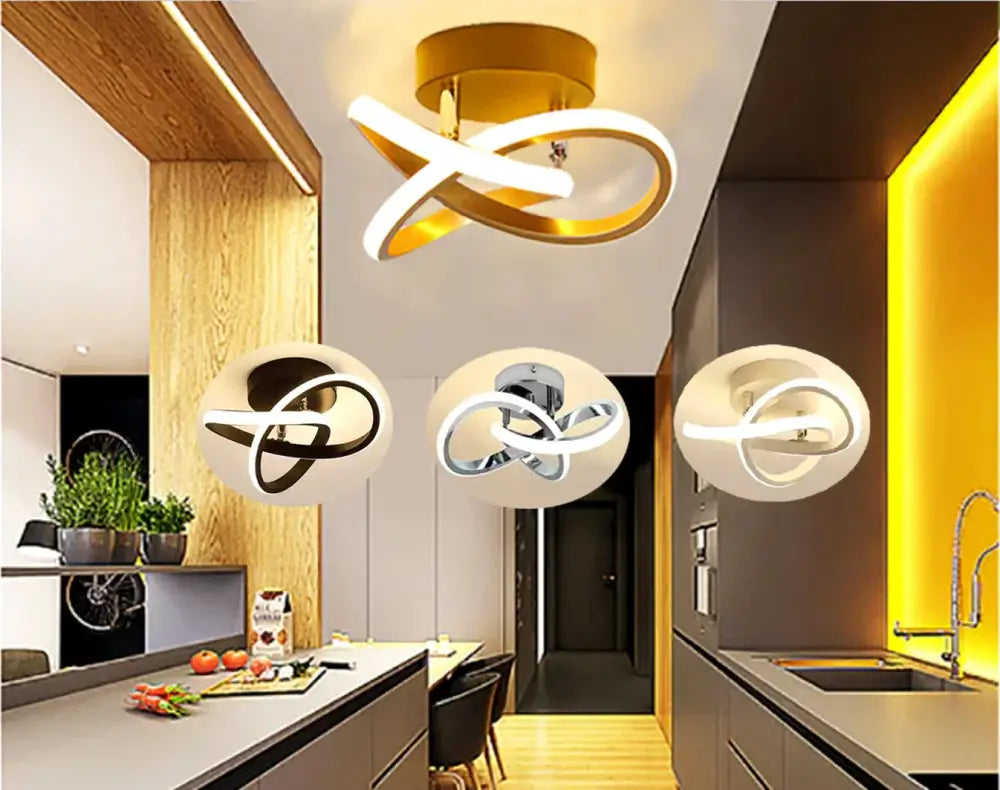 Modern gold & white led strip ceiling lights for living room