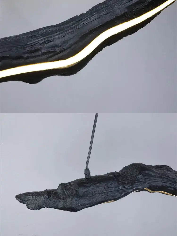 Organic black led strip lights dining room hanging pendant