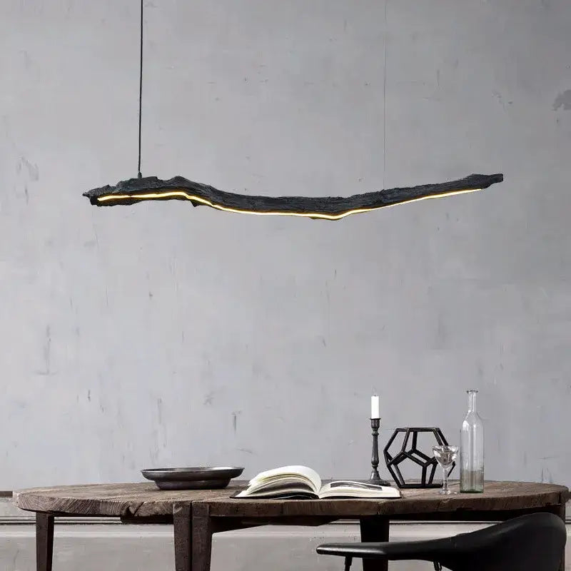Organic black led strip lights dining room hanging pendant