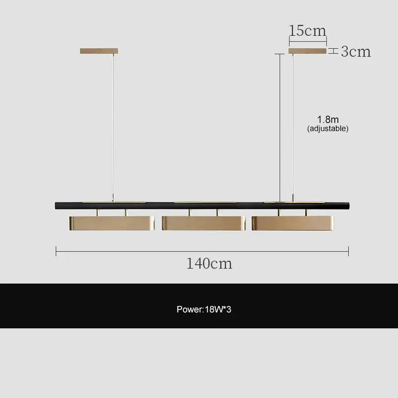Modern minimalist strip led black and gold pendant lights dining room