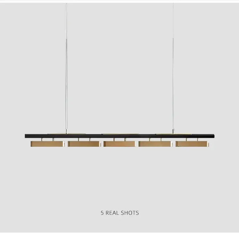 Modern minimalist strip led black and gold pendant lights dining room