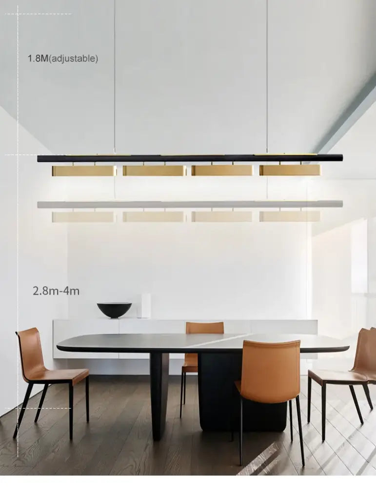 Modern minimalist strip led black and gold pendant lights dining room
