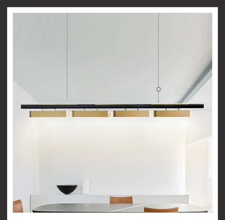 Modern minimalist strip led black and gold pendant lights dining room