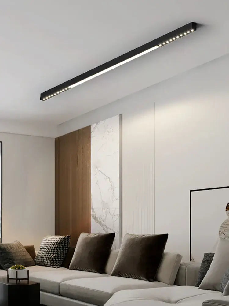 Modern black linear surface mounted ceiling light living room