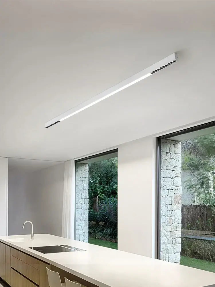 Modern black linear surface mounted ceiling light living room