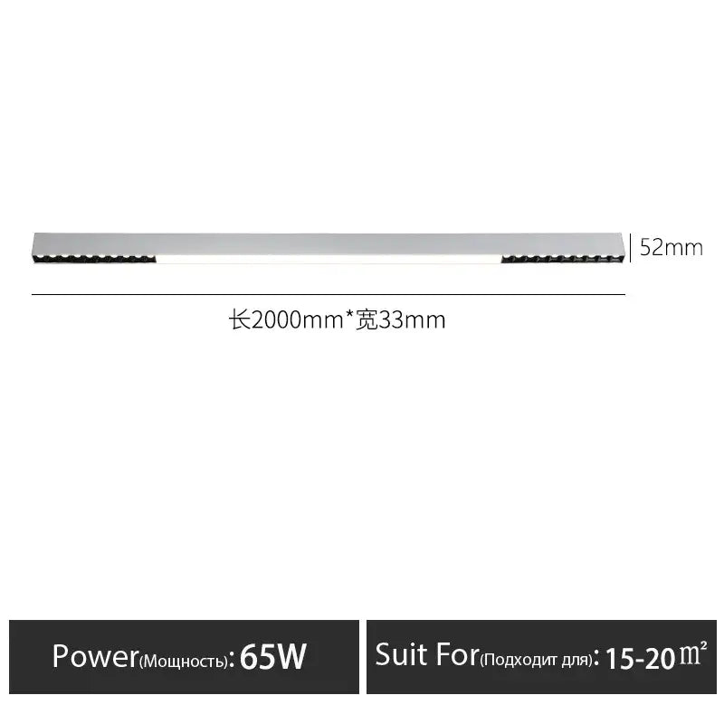 Modern black linear surface mounted ceiling light living room