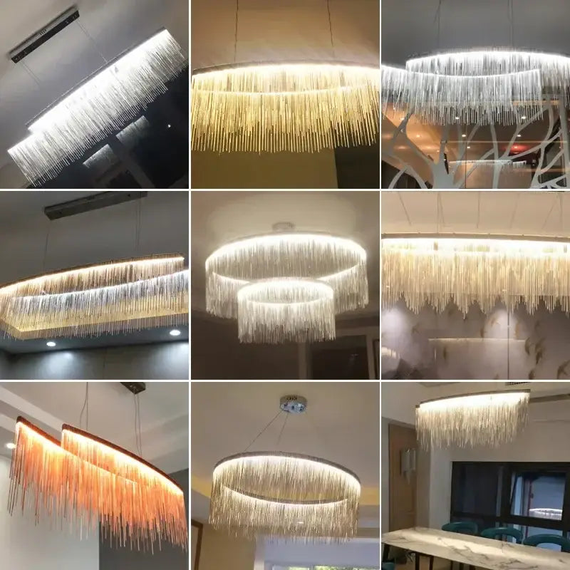 Modern gold decorbites led tassel chandelier dining room pendant light