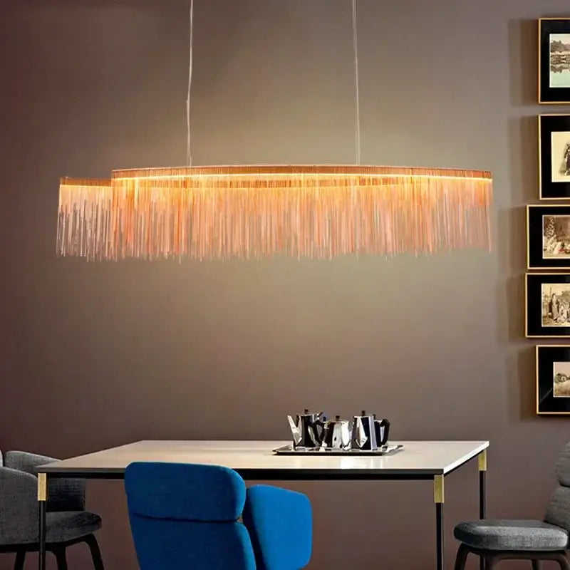 Modern gold decorbites led tassel chandelier dining room pendant light