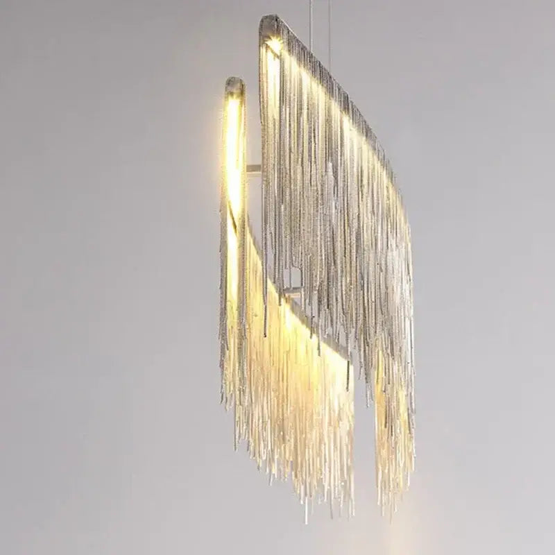 Modern gold decorbites led tassel chandelier dining room pendant light