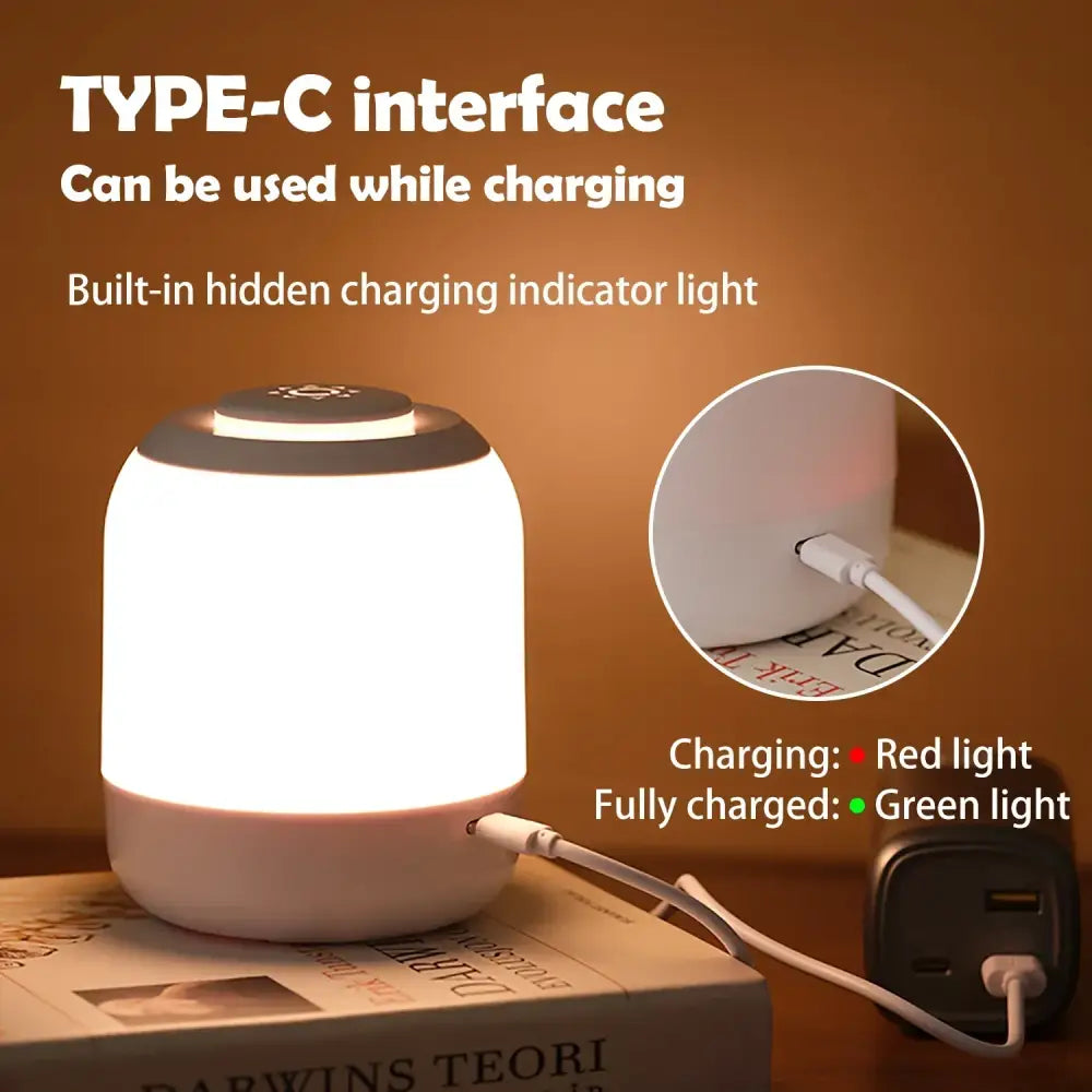 Minimalist white and black led touch night light bedroom lamp