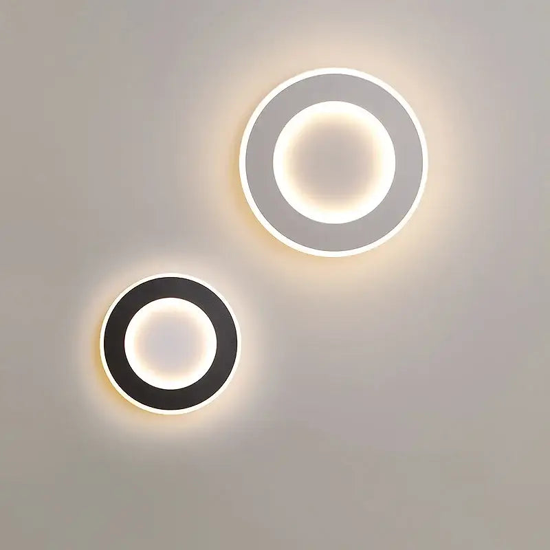 Modern black & white touch switch wall light bedroom ring lamp