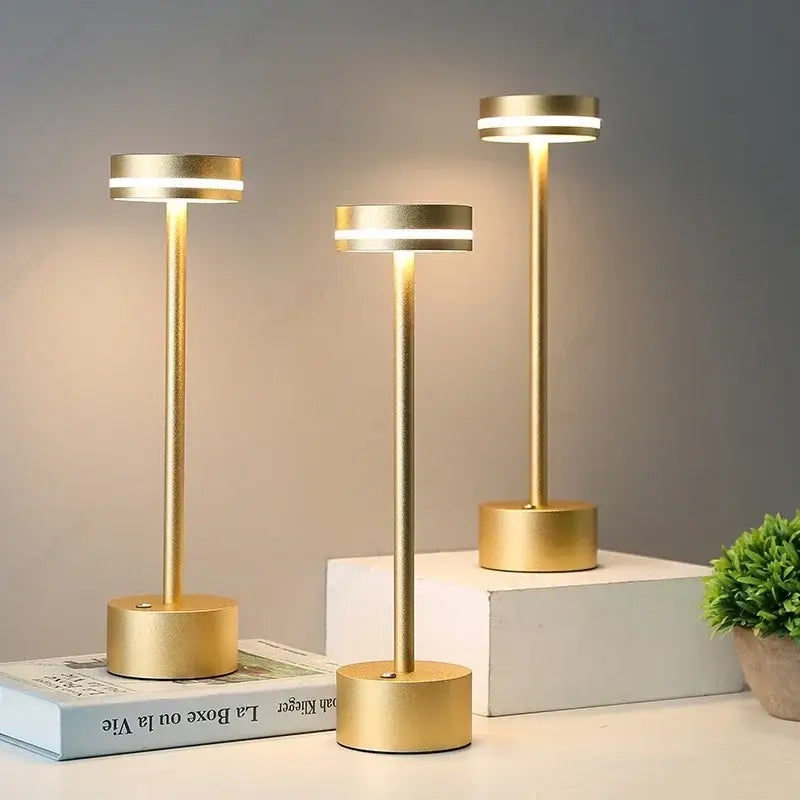 Modern minimalist metallic led touch table lamp for bedroom