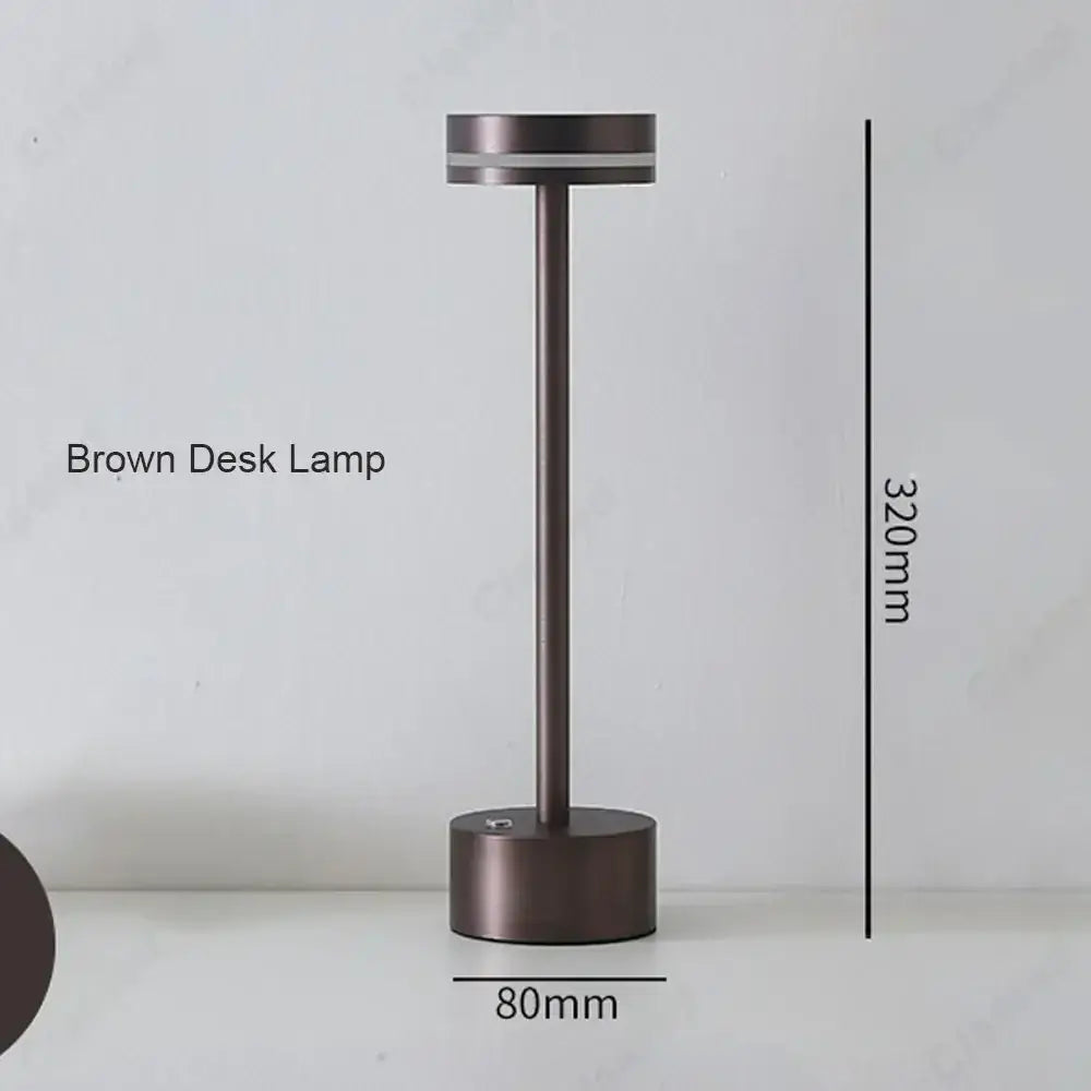 Modern minimalist metallic led touch table lamp for bedroom
