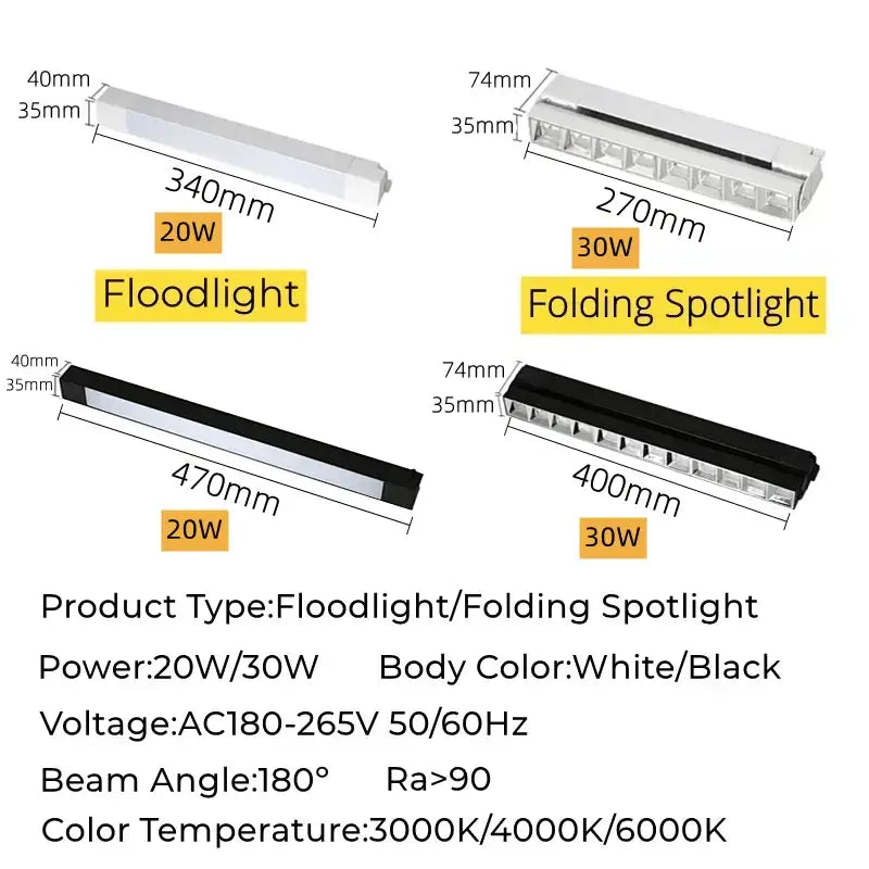 Modern black decorbites led track lamps living room spotlight system