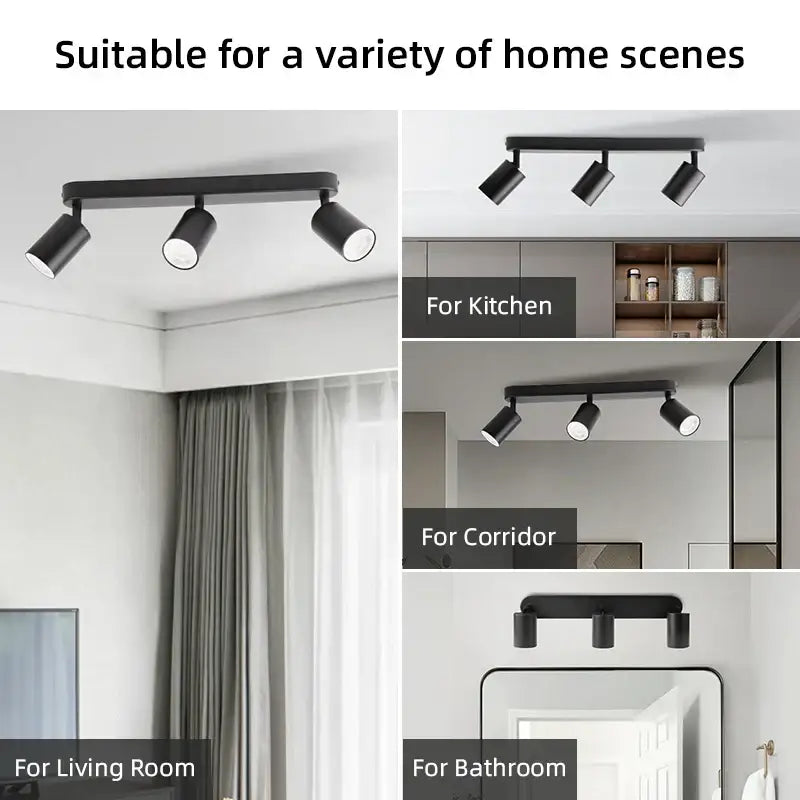 Modern matte black 3-light led track spot light for bedroom
