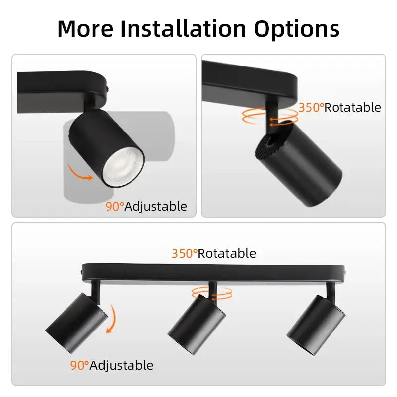 Modern matte black 3-light led track spot light for bedroom