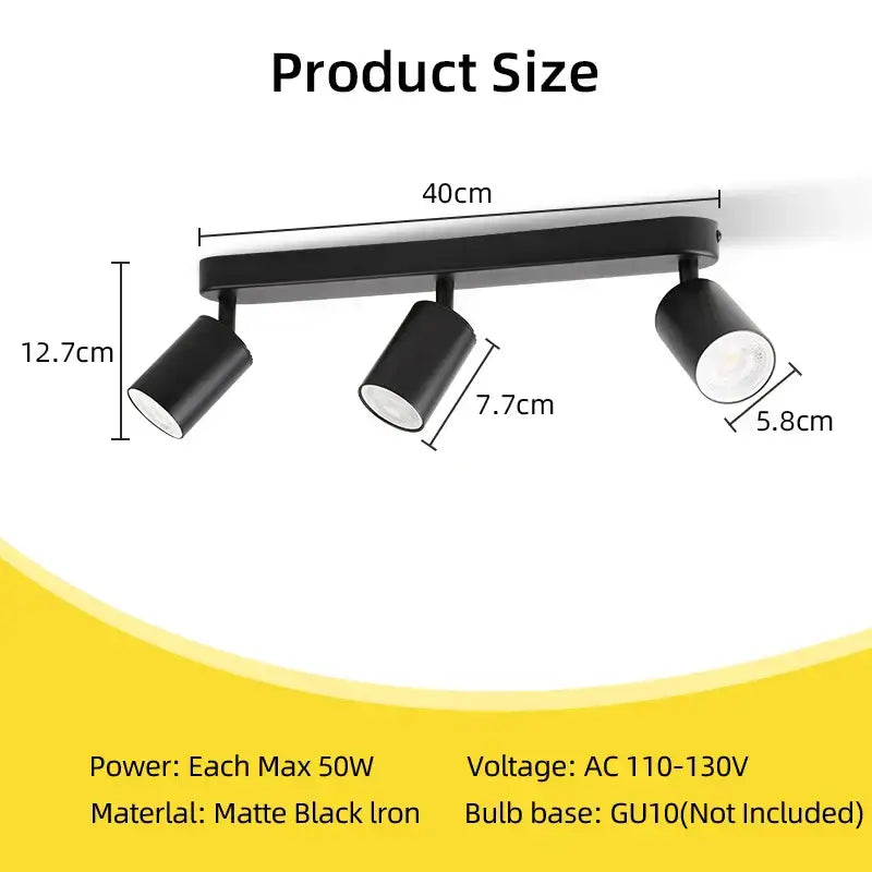 Modern matte black 3-light led track spot light for bedroom