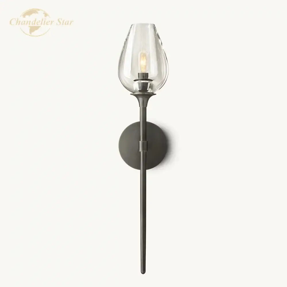 Modern brushed nickel led tulip glass wall sconce bedroom light