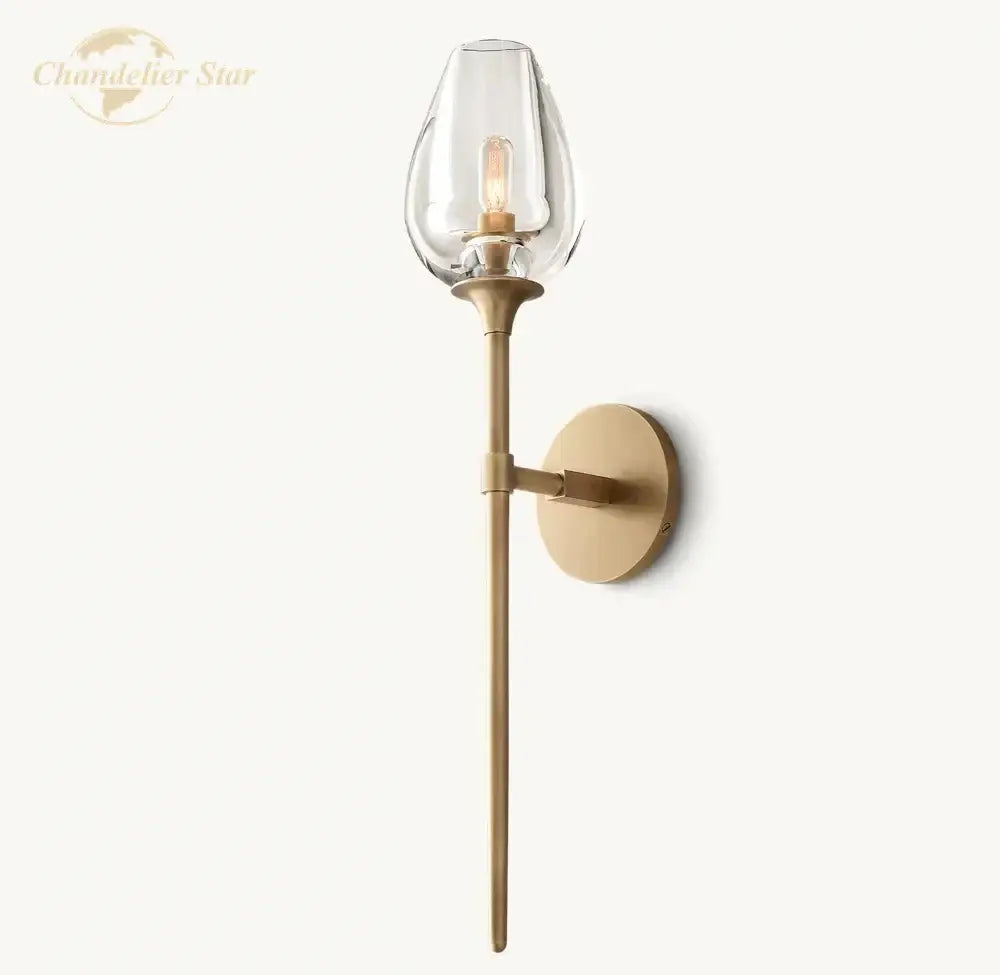 Modern brushed nickel led tulip glass wall sconce bedroom light