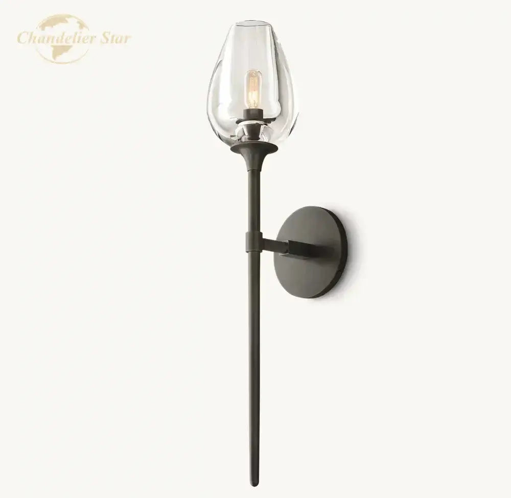 Modern brushed nickel led tulip glass wall sconce bedroom light