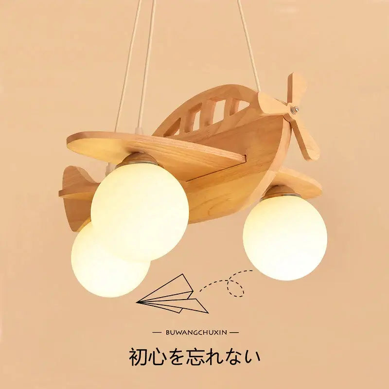 Decorbites led wooden aircraft kids chandelier bedroom pendant light