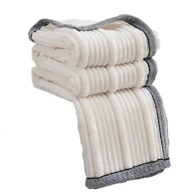 Decorbites light luxury cream ribbed sofa blanket bedroom throw