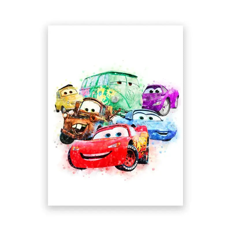 Lightning mcqueen cartoon car art framed prints for boys bedroom
