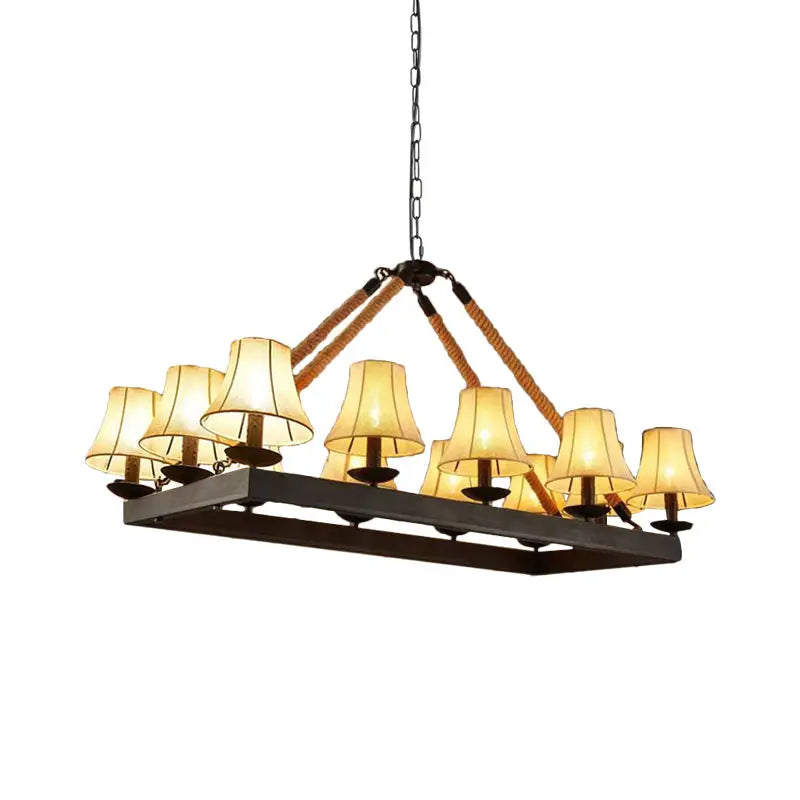 Loft style black fabric island lamp – dining room rope chandelier