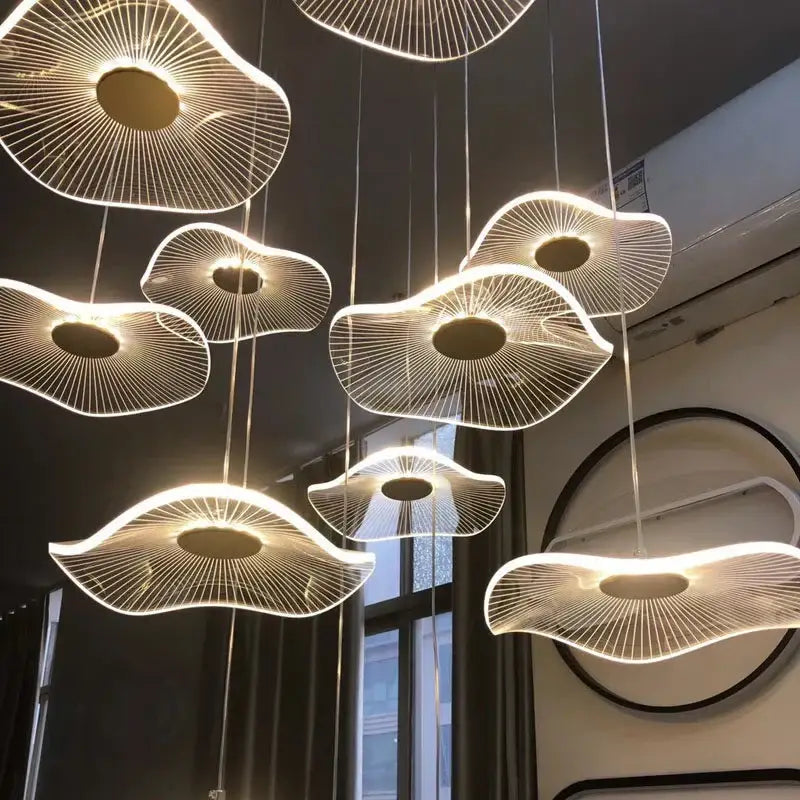 Modern gold lotus leaf pendant light dining room chandelier